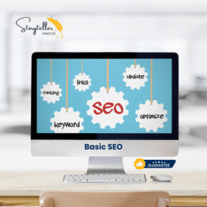 Image illustrating Basic SEO service by Storyteller Marketer – A starter pack for boosting your website's visibility.