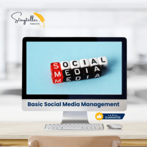 Image showcasing Basic Social Media Management service by Storyteller Marketer – Ideal for small businesses aiming to increase social media engagement.