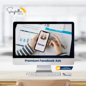 Image illustrating Storyteller Marketer's Premium Facebook Ads Service – your ultimate boost in social media marketing.