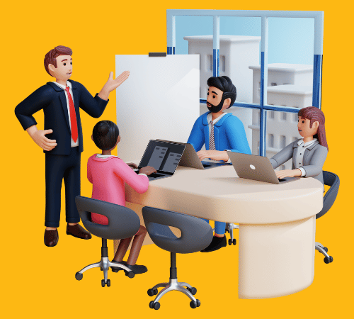 Group of professionals discussing a digital marketing strategy with a focus on explainer videos